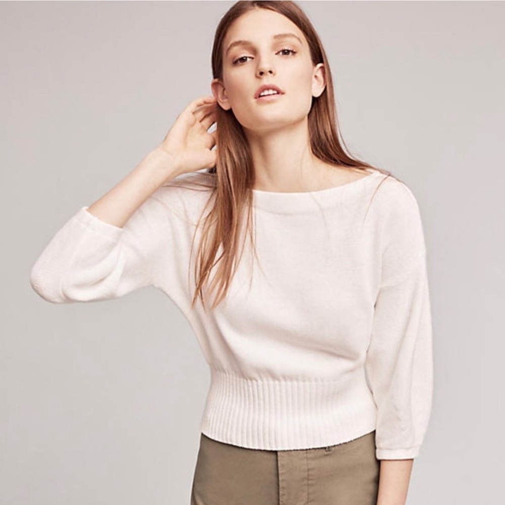 Cropped Balloon-Sleeve Pullover by Knitted & Knotted